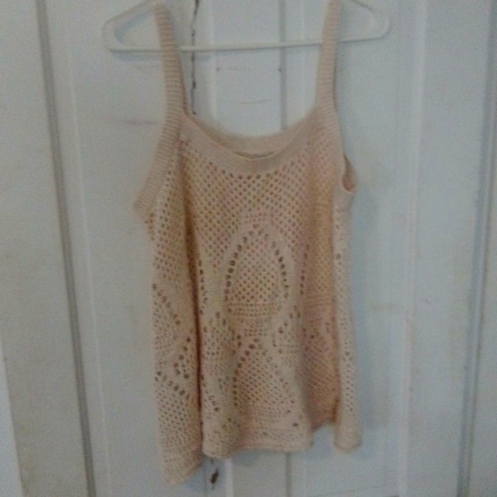 Crochet tank Lauren Conrad size large tan color .